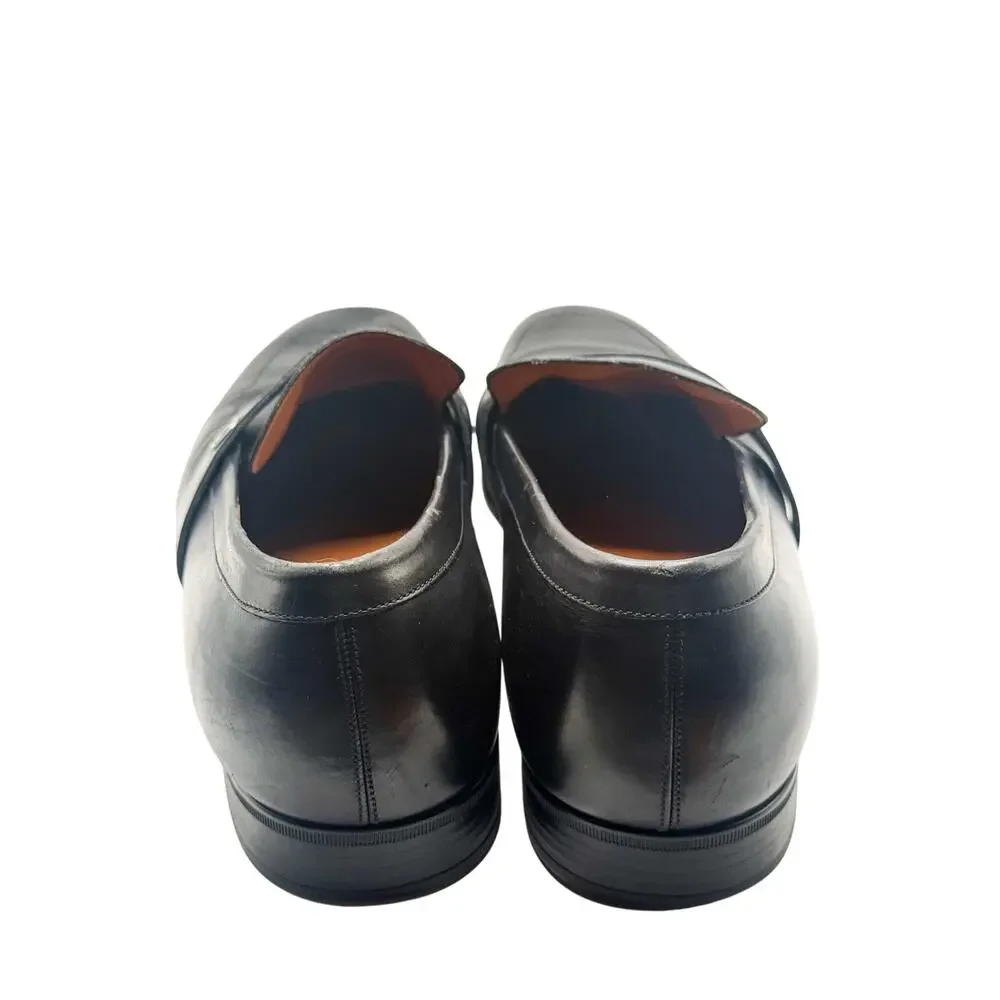 Gucci Men's Interlocking G Logo Loafers Black Leather Size 10